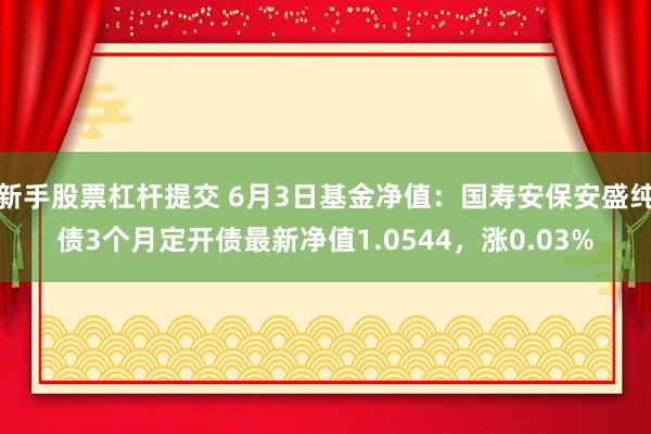 新手股票杠杆提交 6月3日基金净值：国寿安保安盛纯债3个月定开债最新净值1.0544，涨0.03%